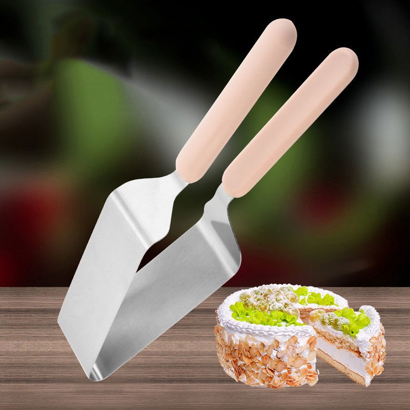 Paleta pentru taiat si servit prajituri, otel inoxidabil, maner usor de prins, divizor triunghiular, 27 x 12 cm, roz [3]