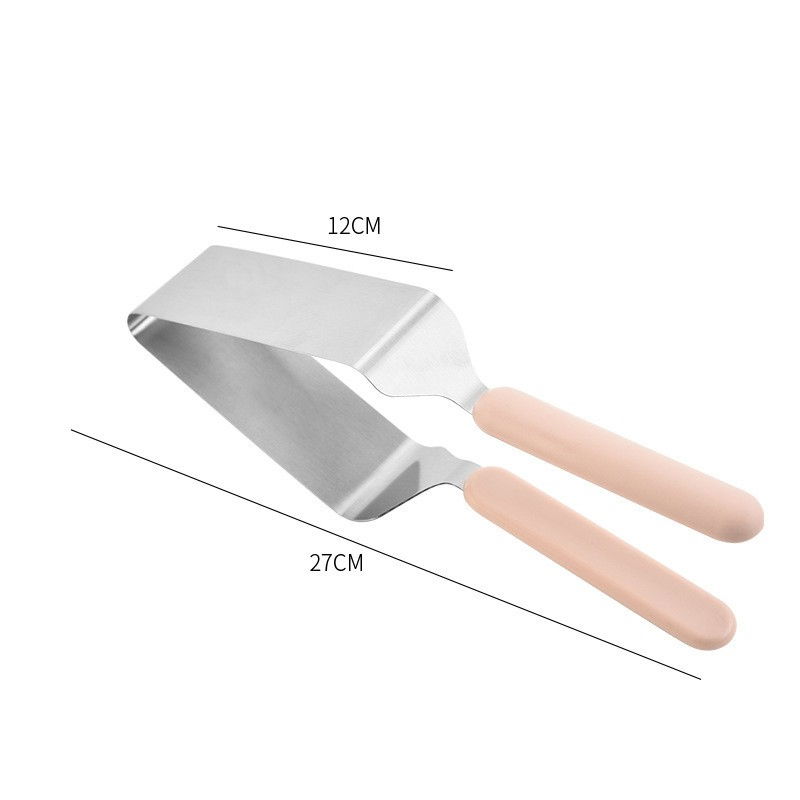 Paleta pentru taiat si servit prajituri, otel inoxidabil, maner usor de prins, divizor triunghiular, 27 x 12 cm, roz [4]