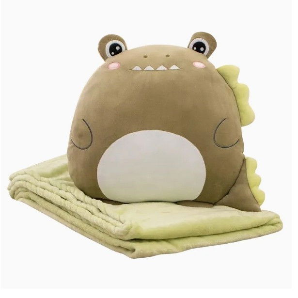 Patura 2in1 pentru pat sau canapea, model jucarie crocodil cu spatiu de depozitare patura, microfibra, 1x1.7 m, verde [4]