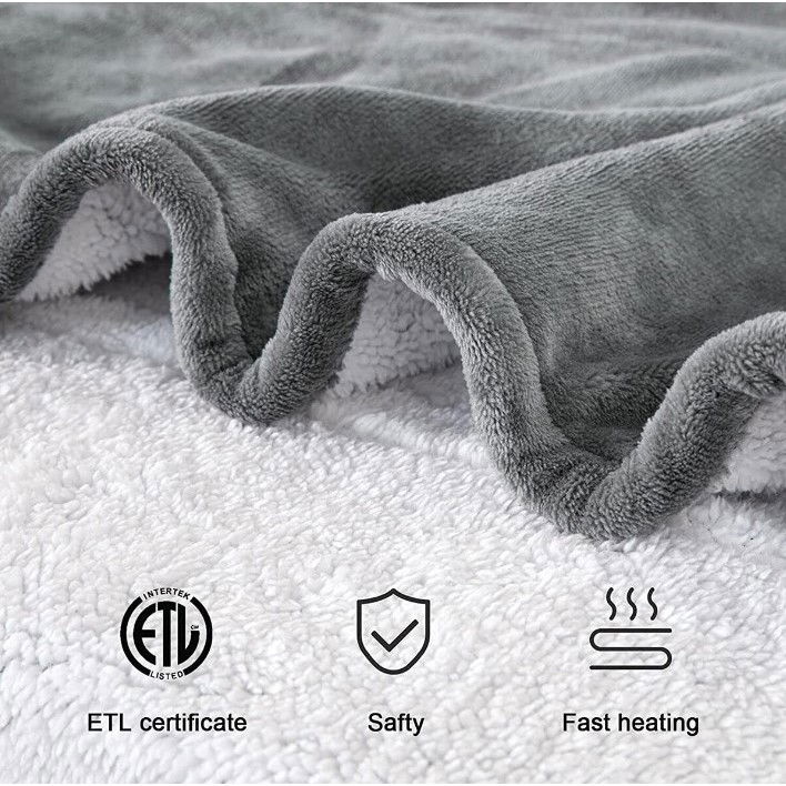 Patura cu incalzire electrica, 135 w, 180x130 cm, 6 trepte de incalzire, flanel, gri [9]