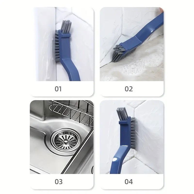 Perie 3in1 de curatat podele si rosturi, lungime maner 28 cm, peri din pp, otel si plastic, cleste pentru scame si par inclus, albastru [9]