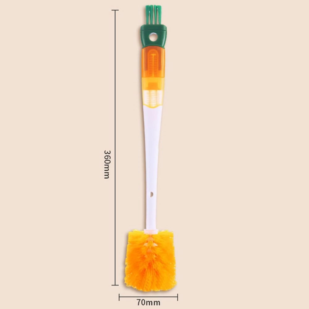 Perie 5 in 1 de curatat pahare, cani, sticle, cu maner lung, accesorii pentru spalarea paielor si capacelor, usor de agatat, 36x7x7cm, portocaliu-alb [10]