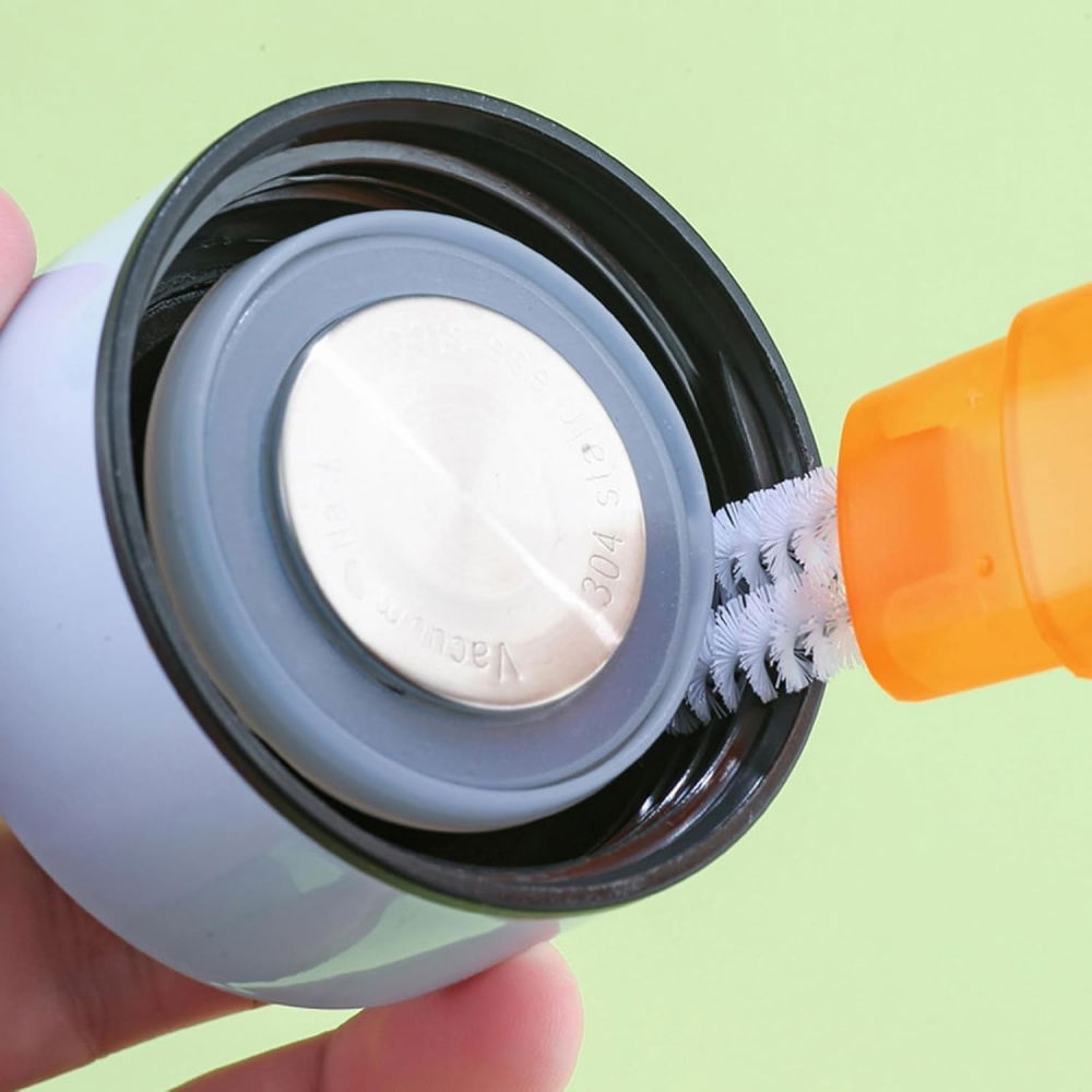 Perie 5 in 1 de curatat pahare, cani, sticle, cu maner lung, accesorii pentru spalarea paielor si capacelor, usor de agatat, 36x7x7cm, portocaliu-alb [12]