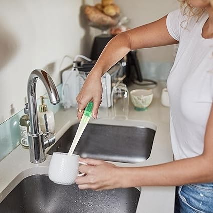 Perie 5 in 1 de curatat pahare, cani, sticle, cu maner lung, accesorii pentru spalarea paielor si capacelor, usor de agatat, 36x7x7cm, verde-alb [5]