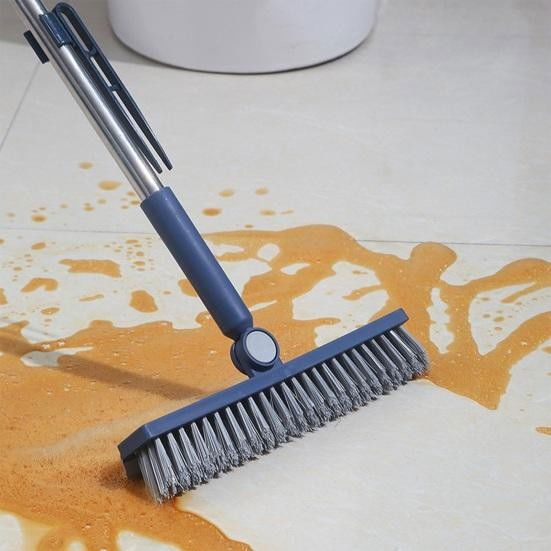 Perie de curatare pentru podele si rosturi, lungime maner 105 cm, capat pivotant 180 grade, peri din pp, otel si plastic, cleste pentru scame si par inclus, albastru [4]