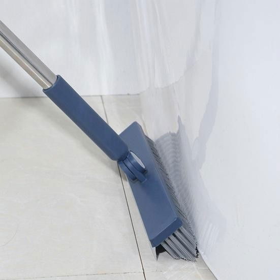 Perie de curatare pentru podele si rosturi, lungime maner 105 cm, capat pivotant 180 grade, peri din pp, otel si plastic, cleste pentru scame si par inclus, albastru [3]