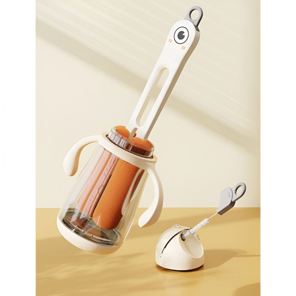 Perie de curatat pahare, cani, sticle, cu maner lung si burete, accesorii pentru spalarea paielor si capacelor, usor de agatat, 27.5x11.4x6cm, alb [5]