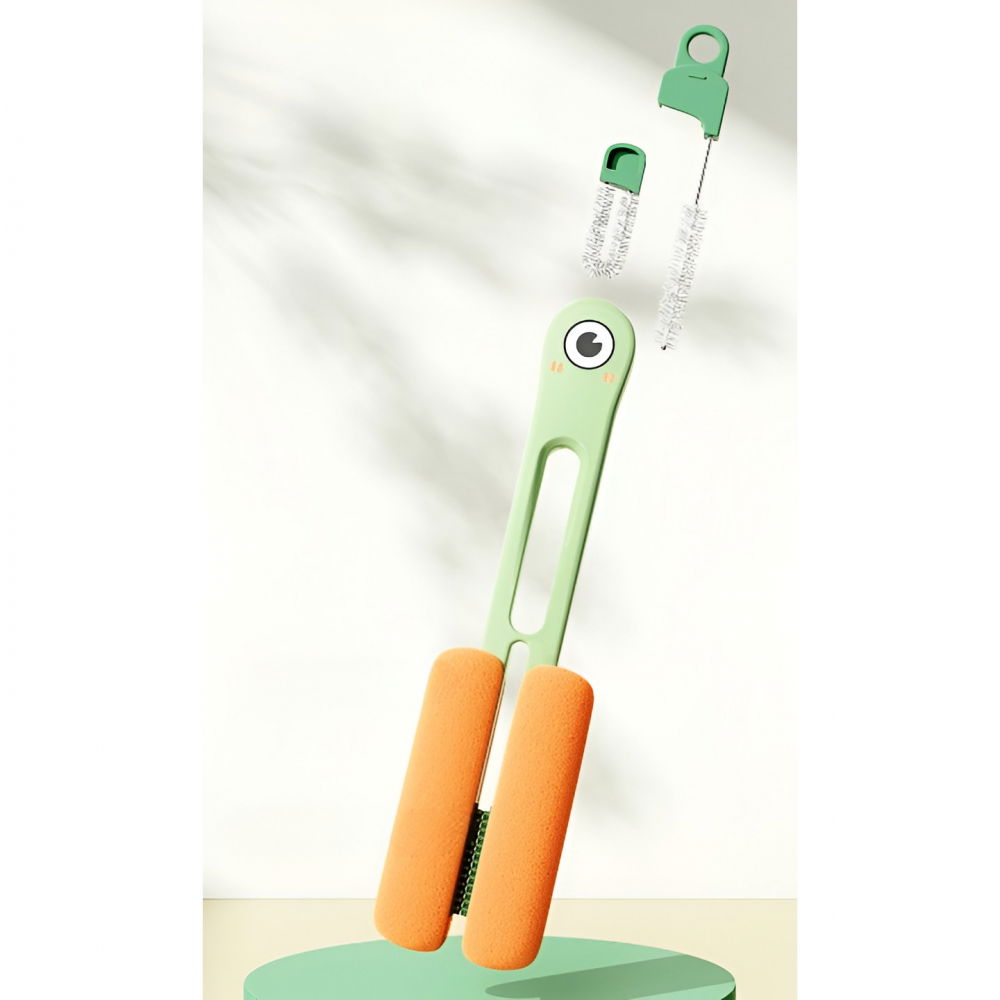 Perie de curatat pahare, cani, sticle, cu maner lung si burete, accesorii pentru spalarea paielor si capacelor, usor de agatat, 27.5x11.4x6cm, verde [4]