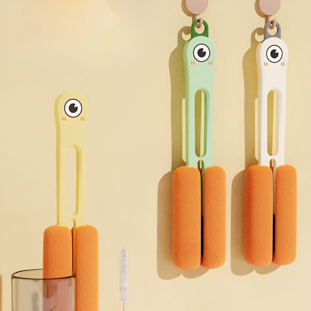 Perie de curatat pahare, cani, sticle, cu maner lung si burete, accesorii pentru spalarea paielor si capacelor, usor de agatat, 27.5x11.4x6cm, verde [6]