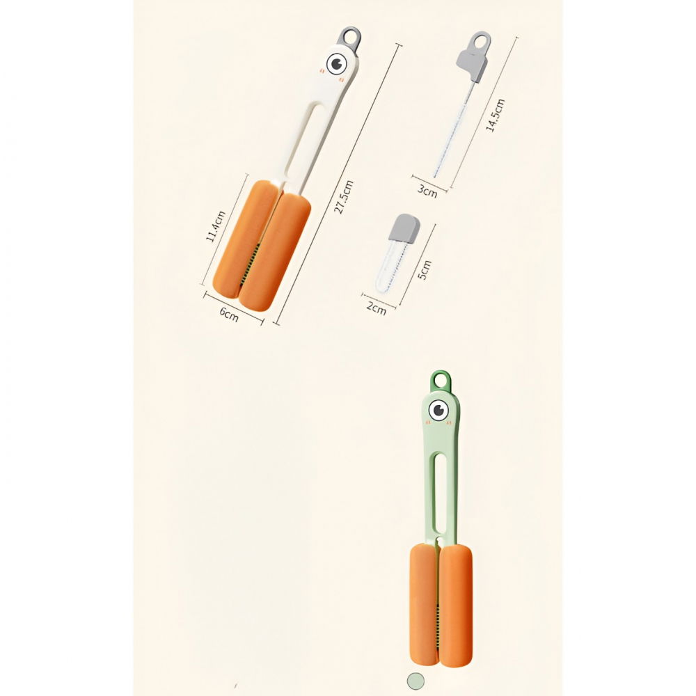 Perie de curatat pahare, cani, sticle, cu maner lung si burete, accesorii pentru spalarea paielor si capacelor, usor de agatat, 27.5x11.4x6cm, verde [5]