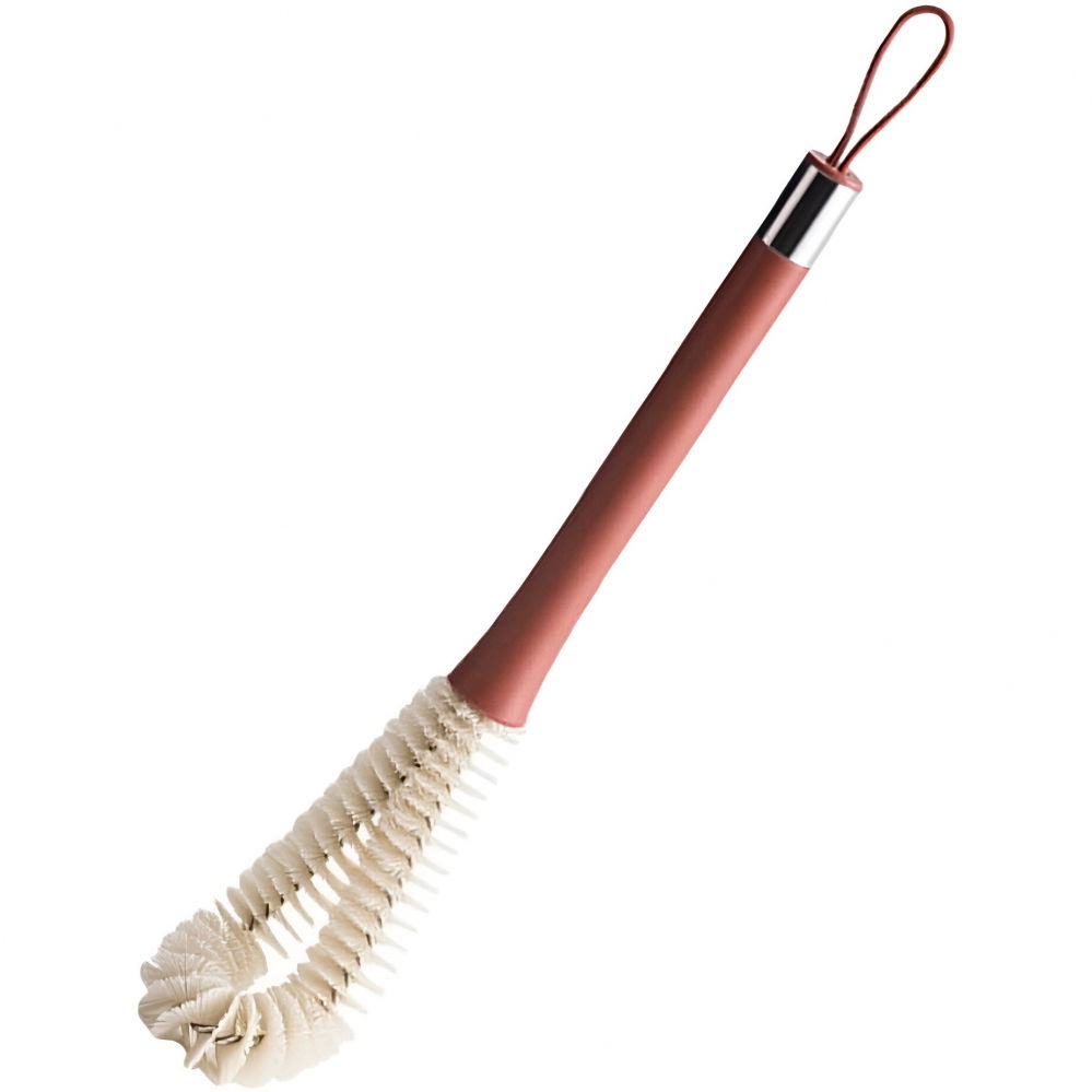 Perie de curatat pahare, sticle, biberoane, cu maner lung, uz casnic, silicon, ergonomic, 3.9x5.4x38.5cm, rosu [9]