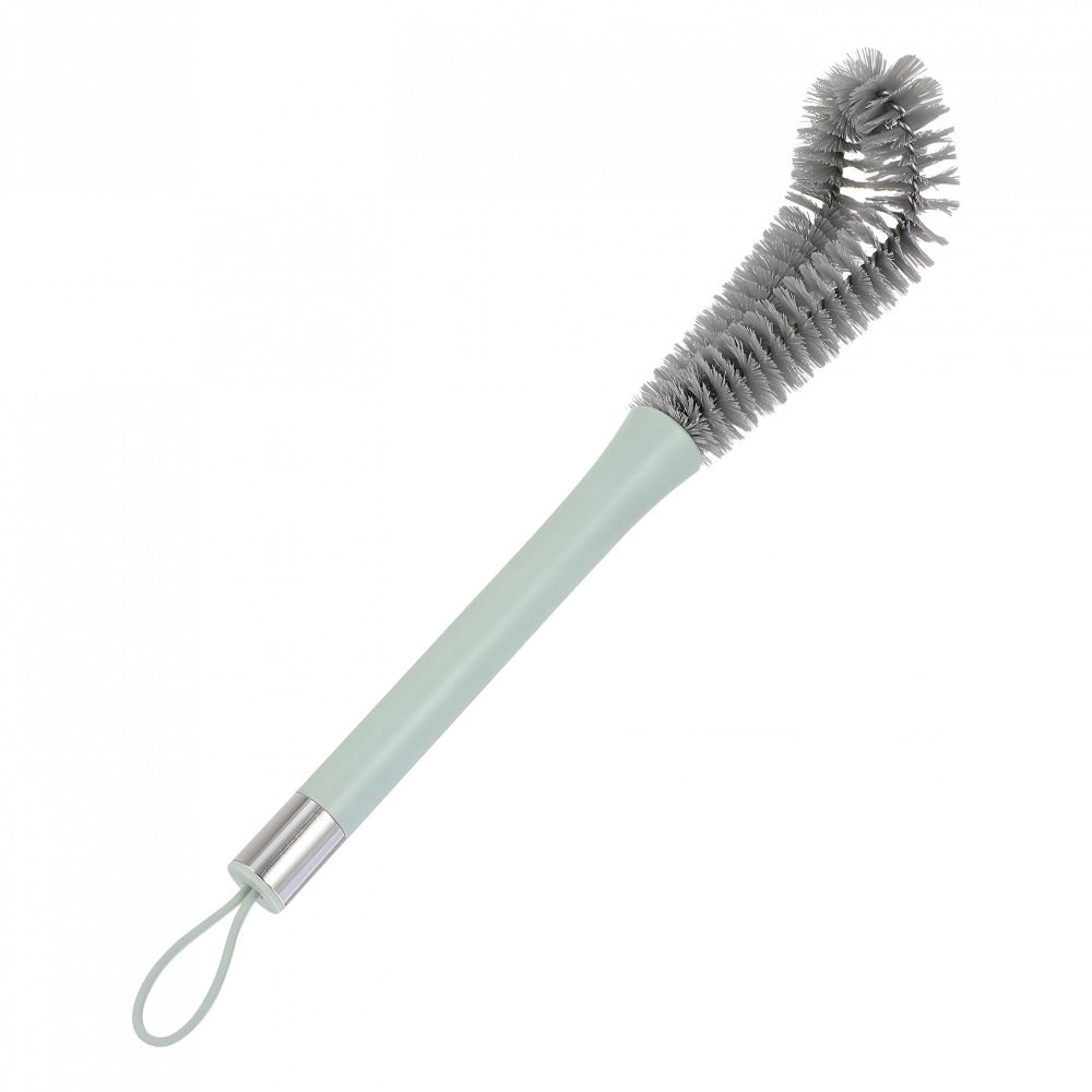 Perie de curatat pahare, sticle, biberoane, cu maner lung, uz casnic, silicon, ergonomic, 3.9x5.4x38.5cm, verde [8]