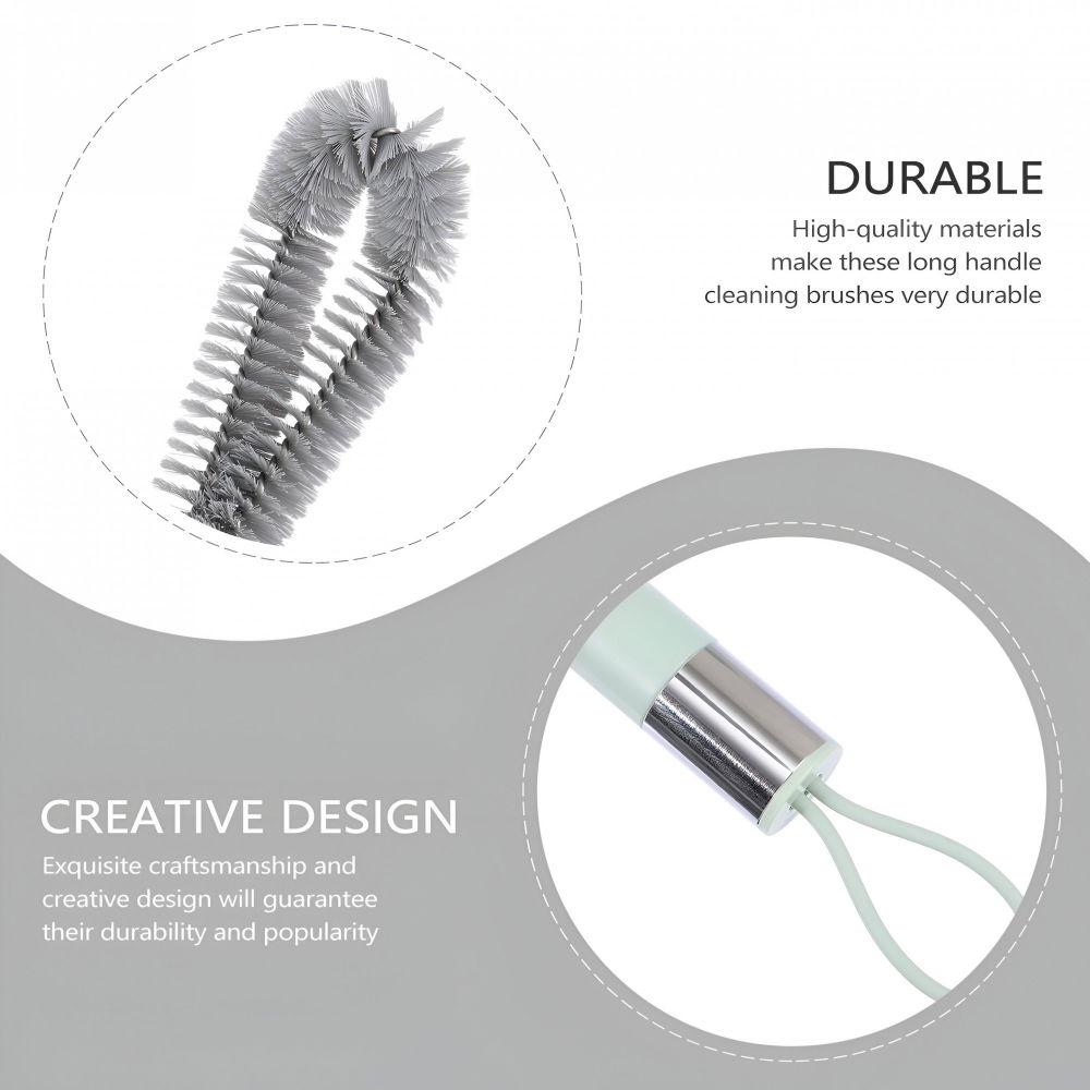 Perie de curatat pahare, sticle, biberoane, cu maner lung, uz casnic, silicon, ergonomic, 3.9x5.4x38.5cm, verde [5]