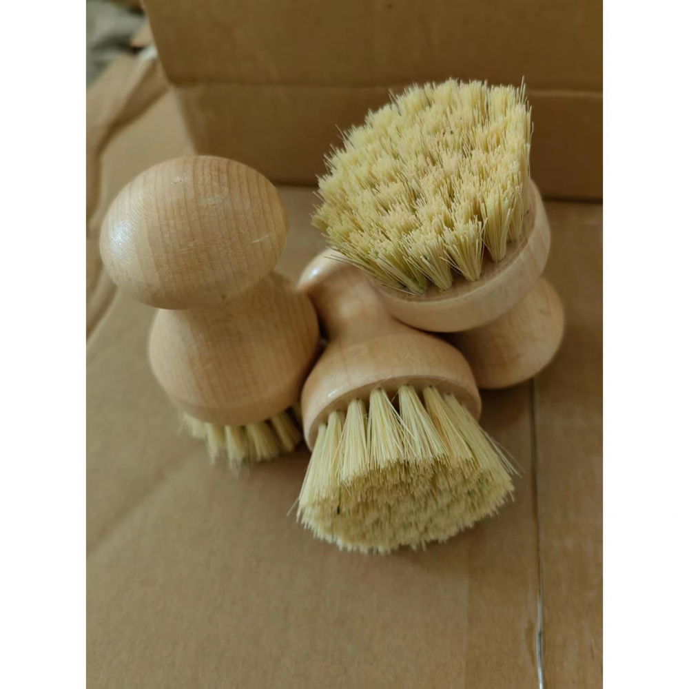 Perie de curatat vase si alimente, din lemn de bambus, 8 x 5 cm, perie din sisal, maro [4]