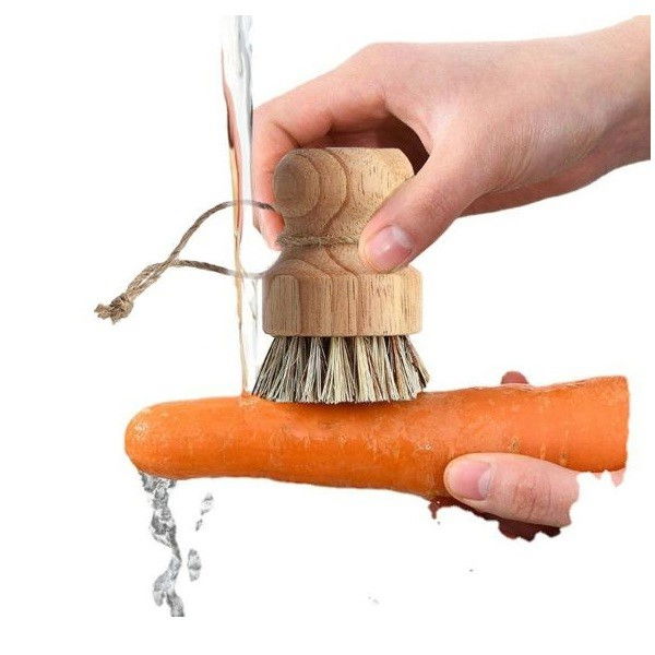 Perie de curatat vase si alimente, din lemn de fag, 8 x 5 cm, perie din sisal, bej [5]