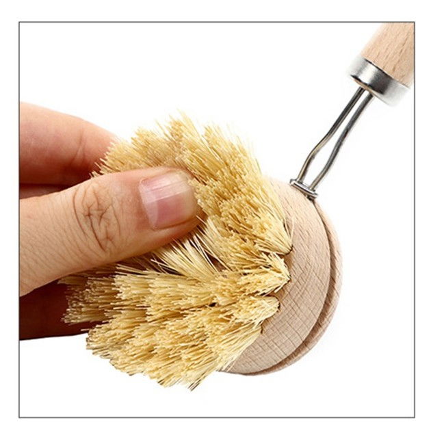 Perie de curatat vase si alimente, din lemn de fag cu coada, 24 x 5.8 cm, perie din sisal, crem [3]