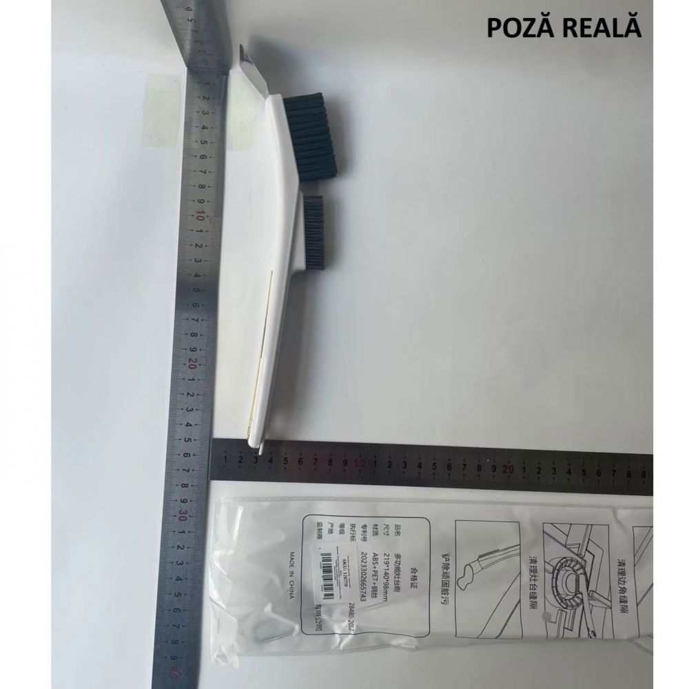 Perie de sarma pentru bucatarie, din doua bucati, maner lung cu gaura de prindere, peri din otel, anti-reziduu, anti-murdarie, 24.5x2.7x6.7cm, alb [8]