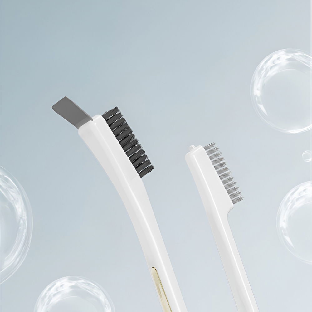 Perie de sarma pentru bucatarie, din doua bucati, maner lung cu gaura de prindere, peri din otel, anti-reziduu, anti-murdarie, 24.5x2.7x6.7cm, alb [11]