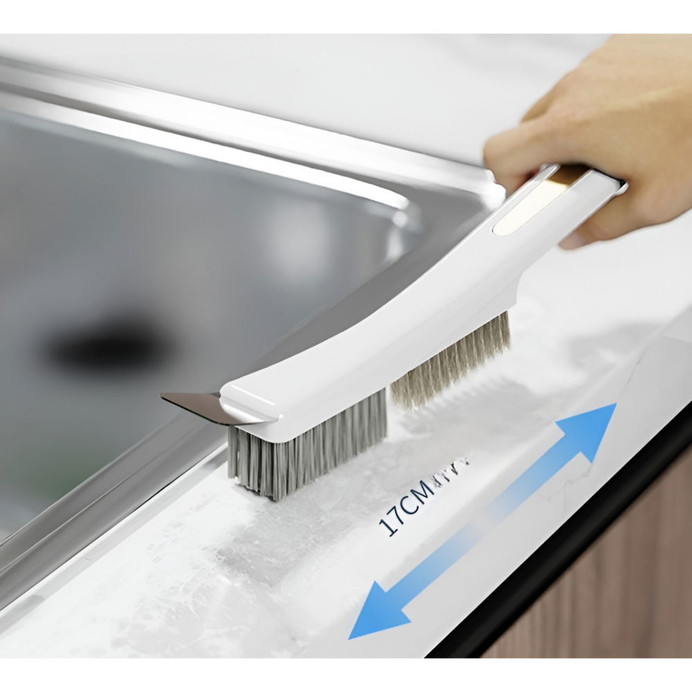 Perie de sarma pentru bucatarie, din doua bucati, maner lung cu gaura de prindere, peri din otel, anti-reziduu, anti-murdarie, 24.5x2.7x6.7cm, alb [5]