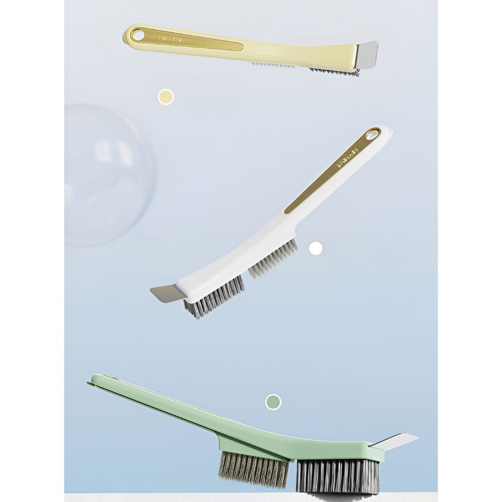 Perie de sarma pentru bucatarie, din doua bucati, maner lung cu gaura de prindere, peri din otel, anti-reziduu, anti-murdarie, 24.5x2.7x6.7cm, galben [4]