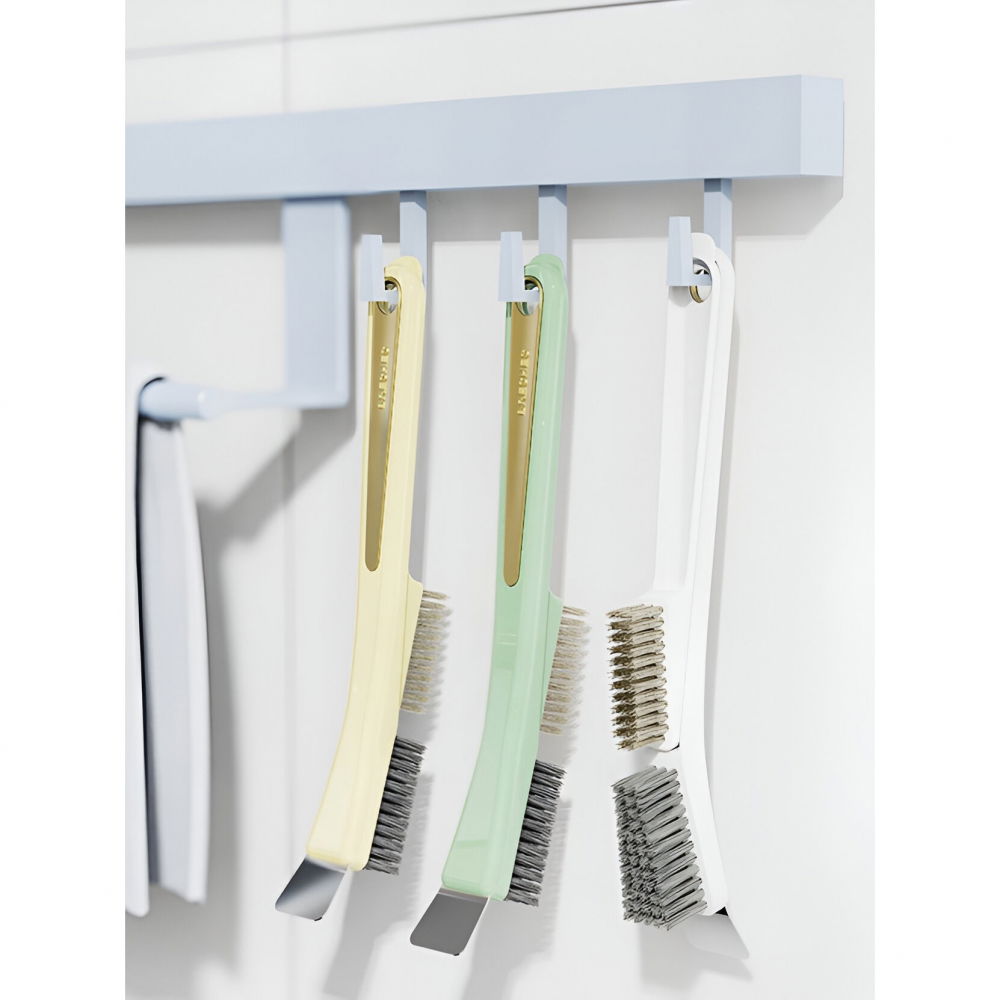 Perie de sarma pentru bucatarie, din doua bucati, maner lung cu gaura de prindere, peri din otel, anti-reziduu, anti-murdarie, 24.5x2.7x6.7cm, galben [6]