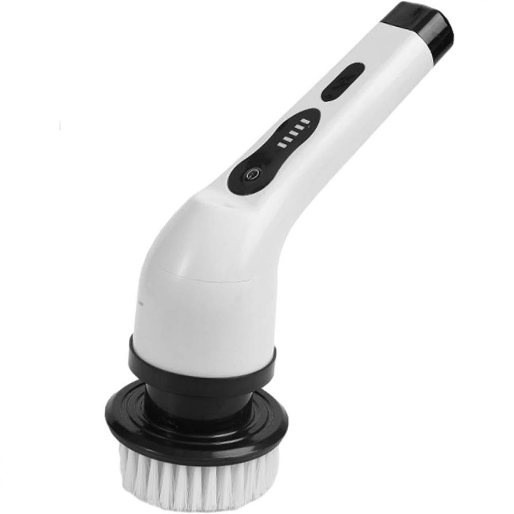 Perie electrica de curatare, pentru gresie, baie, bucatarie, 25x20x9.5 cm, cu 9 capete, maner extensibil detasabil 84-127cm, incarcare usb-type c, rotire 360 de grade, 3000 mah, culoare: alb [14]