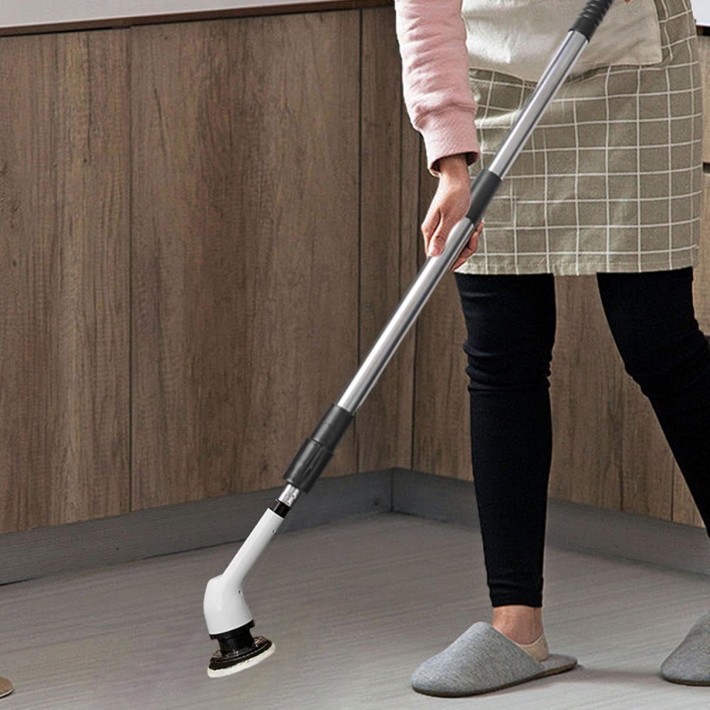 Perie electrica de curatare, pentru gresie, baie, bucatarie, 25x20x9.5 cm, cu 9 capete, maner extensibil detasabil 84-127cm, incarcare usb-type c, rotire 360 de grade, 3000 mah, culoare: alb [4]