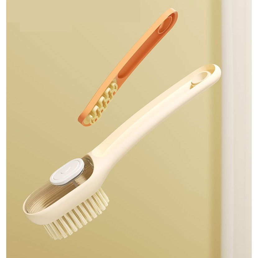 Perie multifunctionala 2 in 1, perie densa/perie din piele de caprioara, cu recipient lichid, maner lung, 20.1x 4.3 x 5 cm, portocaliu [9]