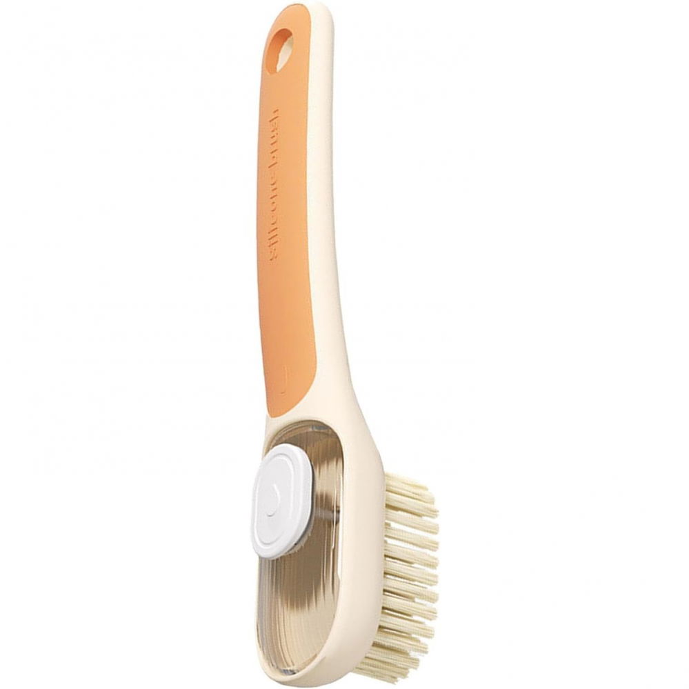 Perie multifunctionala 2 in 1, perie densa/perie din piele de caprioara, cu recipient lichid, maner lung, 20.1x 4.3 x 5 cm, portocaliu [7]