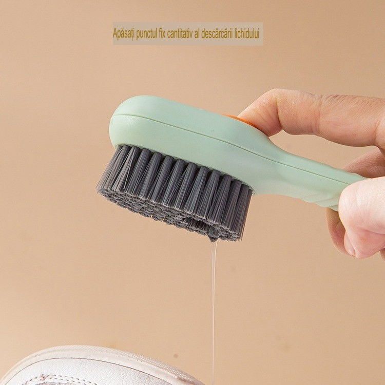 Perie pentru curatare incaltaminte cu recipient pentru detergent, perie multifunctionala pentru incaltaminte si lenjerie, cu peri moi, fara deteriorare, 17.3 x 4.5 x 6 cm, culoare verde [3]