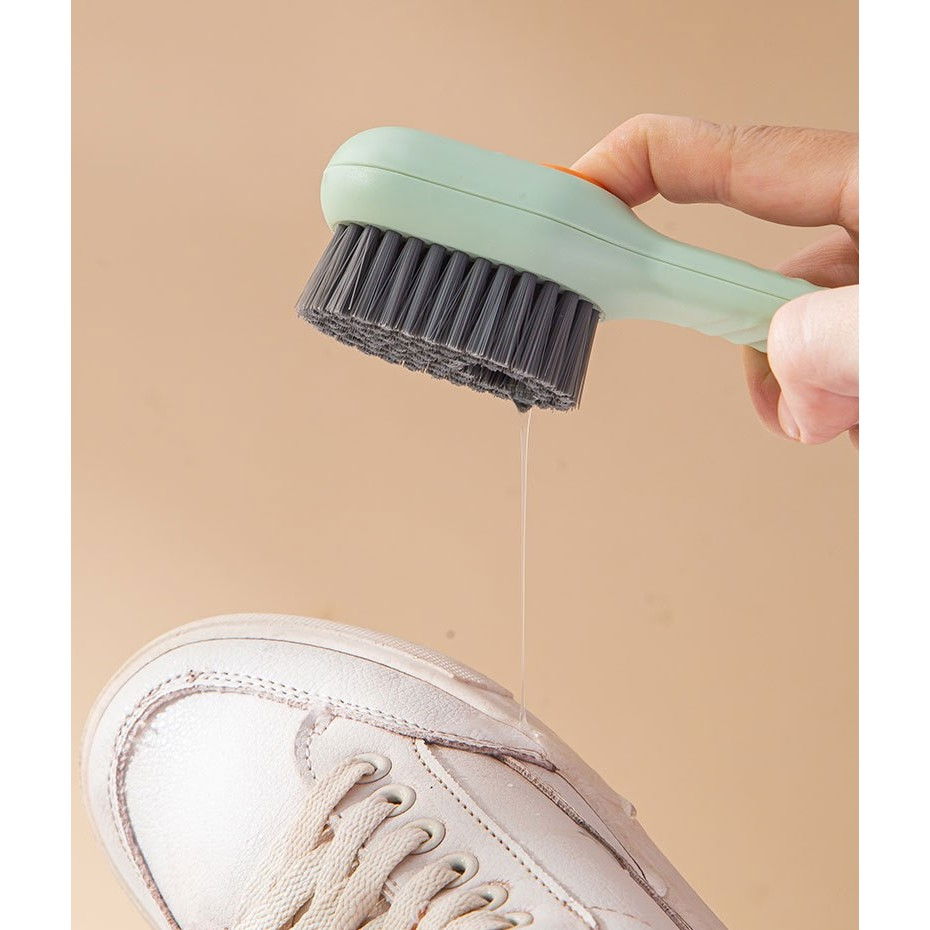 Perie pentru curatare incaltaminte cu recipient pentru detergent, perie multifunctionala pentru incaltaminte si lenjerie, cu peri moi, fara deteriorare, 17.3 x 4.5 x 6 cm, culoare verde [5]