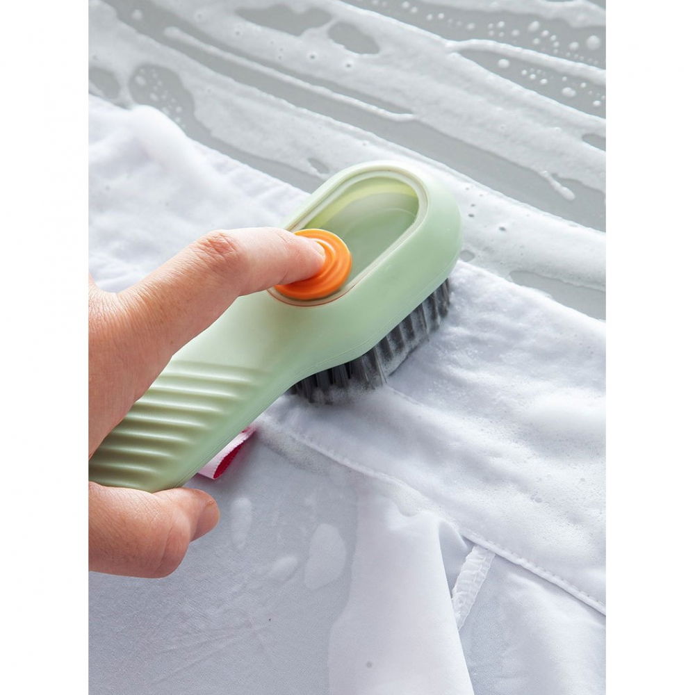 Perie pentru curatare incaltaminte cu recipient pentru detergent, perie multifunctionala pentru incaltaminte si lenjerie, cu peri moi, fara deteriorare, 17.3 x 4.5 x 6 cm, culoare verde [6]