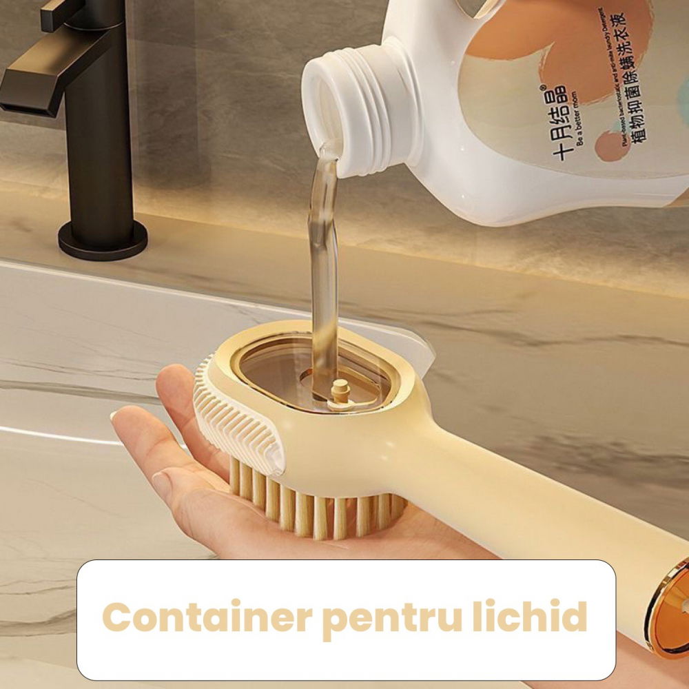 Perie pentru curatare incaltaminte cu recipient pentru detergent, perie multifunctionala pentru incaltaminte si lenjerie, cu peri moi, fara deteriorare, 22x6x4 cm, galben [4]
