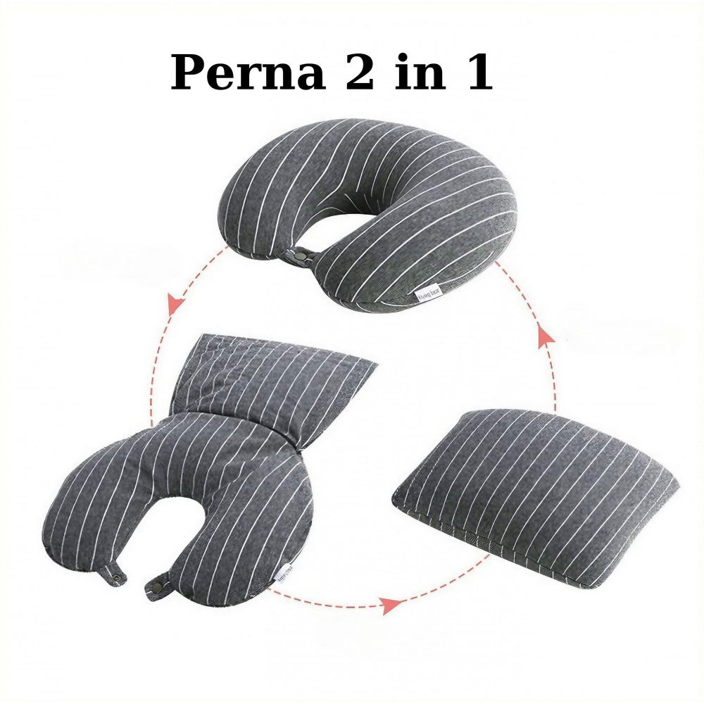 Perna de calatorie , 2 in 1, cu particule de spuma cu memorie, gri [1]