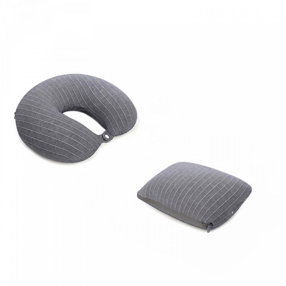 Perna de calatorie , 2 in 1, cu particule de spuma cu memorie, gri [2]