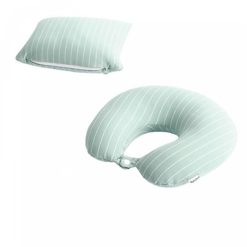 Perna de calatorie , 2 in 1, cu particule de spuma cu memorie, verde [5]