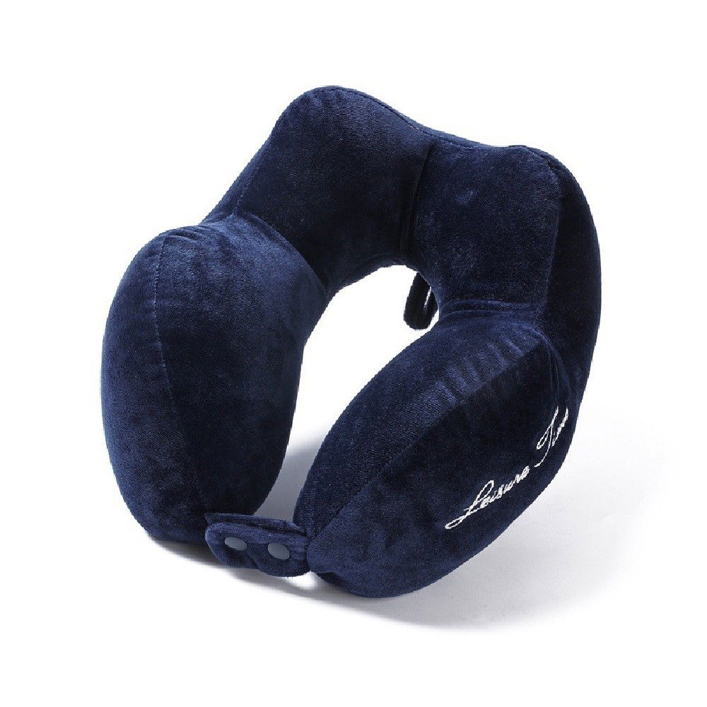 Perna de calatorie, pentru gat, din bumbac, cu 4 cocoase, ajustabila, albastru [4]