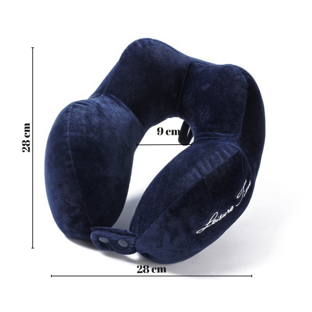 Perna de calatorie, pentru gat, din bumbac, cu 4 cocoase, ajustabila, albastru [3]