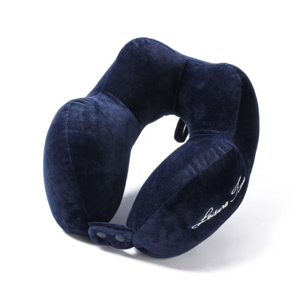 Perna de calatorie, pentru gat, din bumbac, cu 4 cocoase, ajustabila, albastru [2]