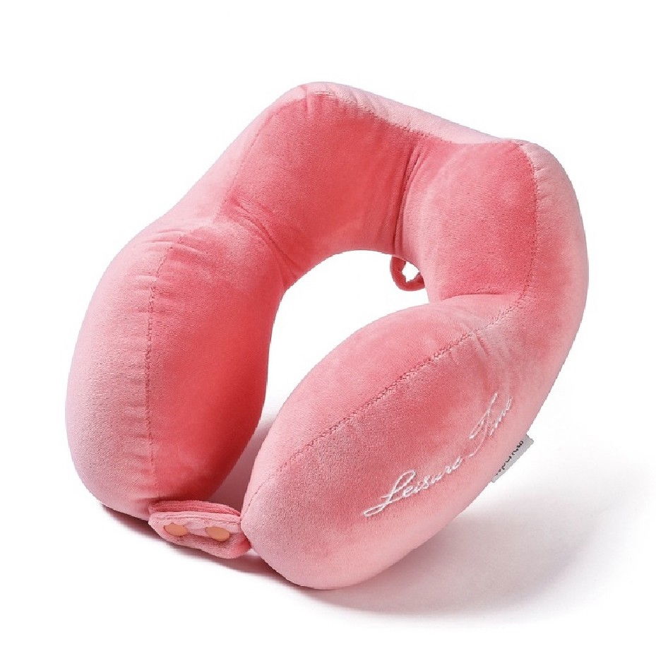 Perna de calatorie, pentru gat, din bumbac, cu 4 cocoase, ajustabila, roz [2]