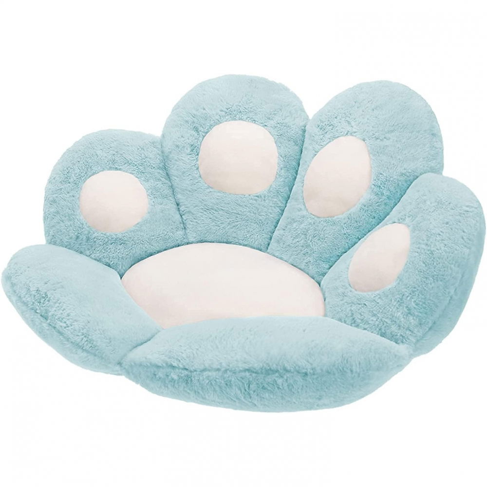 Perna decorativa, model laba de pisica, din plus, pentru scaun/canapea/podea, 80 x 70 cm, albastru deschis [5]