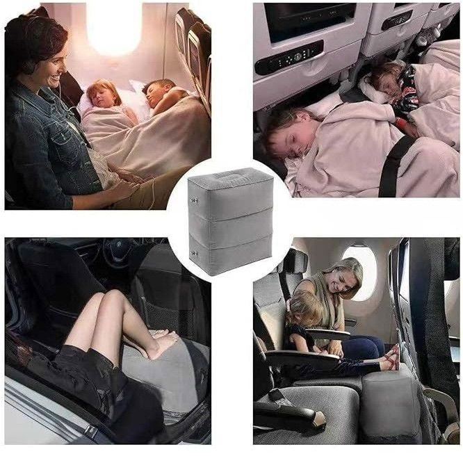 Perna gonflabila multifunctionala, pentru picioare, cap, 3 straturi, inaltime reglabila, 17.8 x 25.4 x 42.9 cm, gri inchis [4]