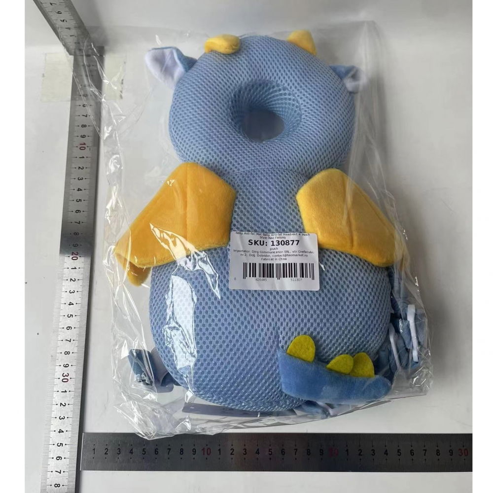 Perna tip rucsac pentru protectia capului, tetiera tip dragon, pentru bebelusi, design tip plasa, 33x6x19 cm, 180 g, albastru [8]