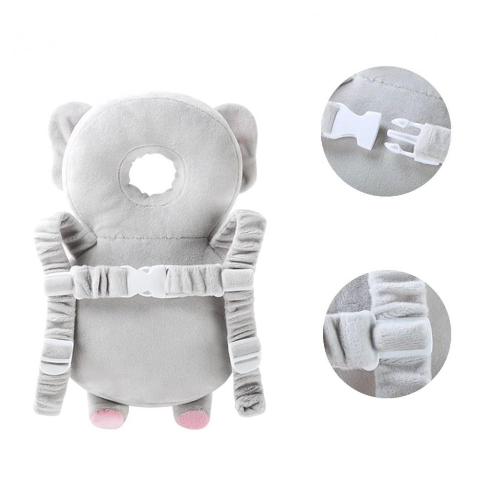 Perna tip rucsac pentru protectia capului, tetiera tip elefant de plus, pentru bebelusi, 33x6x19 cm, 180 g, gri [11]