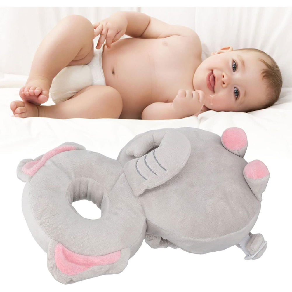 Perna tip rucsac pentru protectia capului, tetiera tip elefant de plus, pentru bebelusi, 33x6x19 cm, 180 g, gri [5]