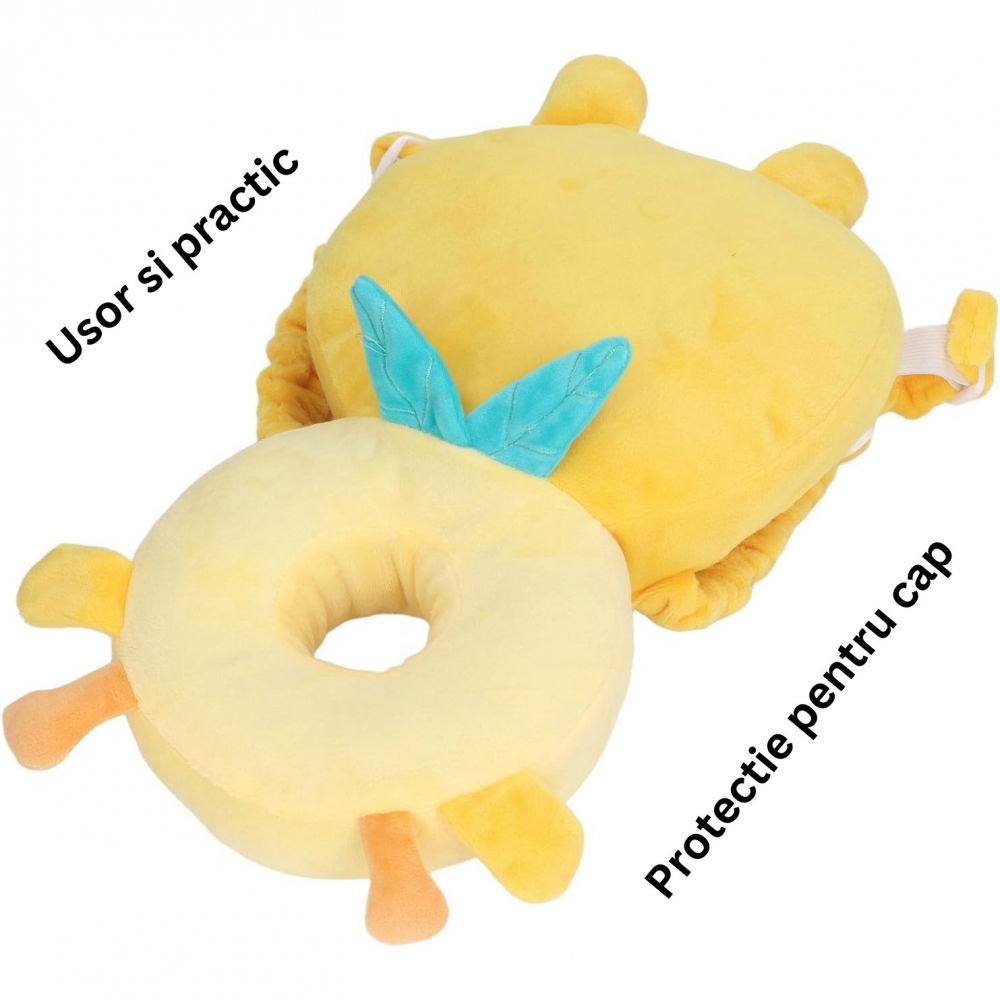 Perna tip rucsac pentru protectia capului, tetiera tip girafa, pentru bebelusi, 33x6x19 cm, 180 g, galben [8]