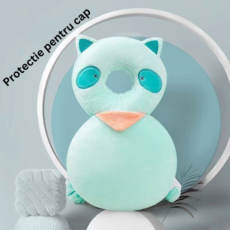 Perna tip rucsac pentru protectia capului, tetiera tip raton, pentru bebelusi, 33x6x19 cm, 180 g, turcoaz [4]