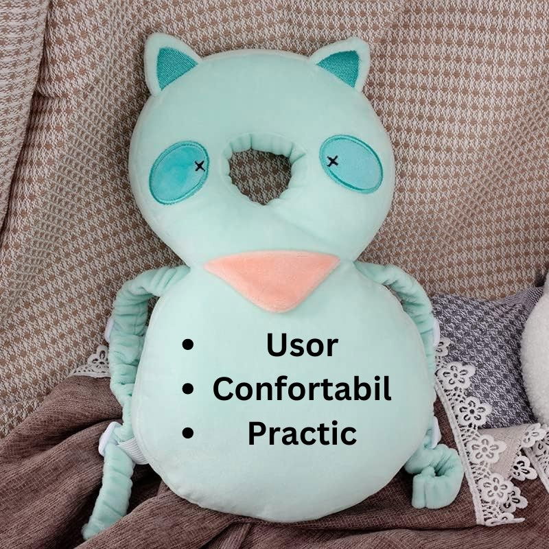 Perna tip rucsac pentru protectia capului, tetiera tip raton, pentru bebelusi, 33x6x19 cm, 180 g, turcoaz [5]