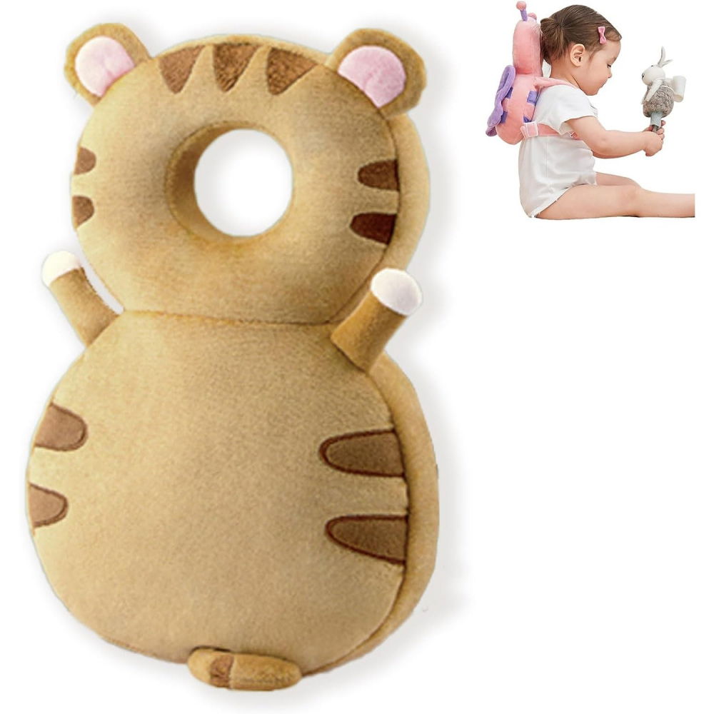 Perna tip rucsac pentru protectia capului, tetiera tip tigru, pentru bebelusi, 33x6x19 cm, 180 g, maro [6]