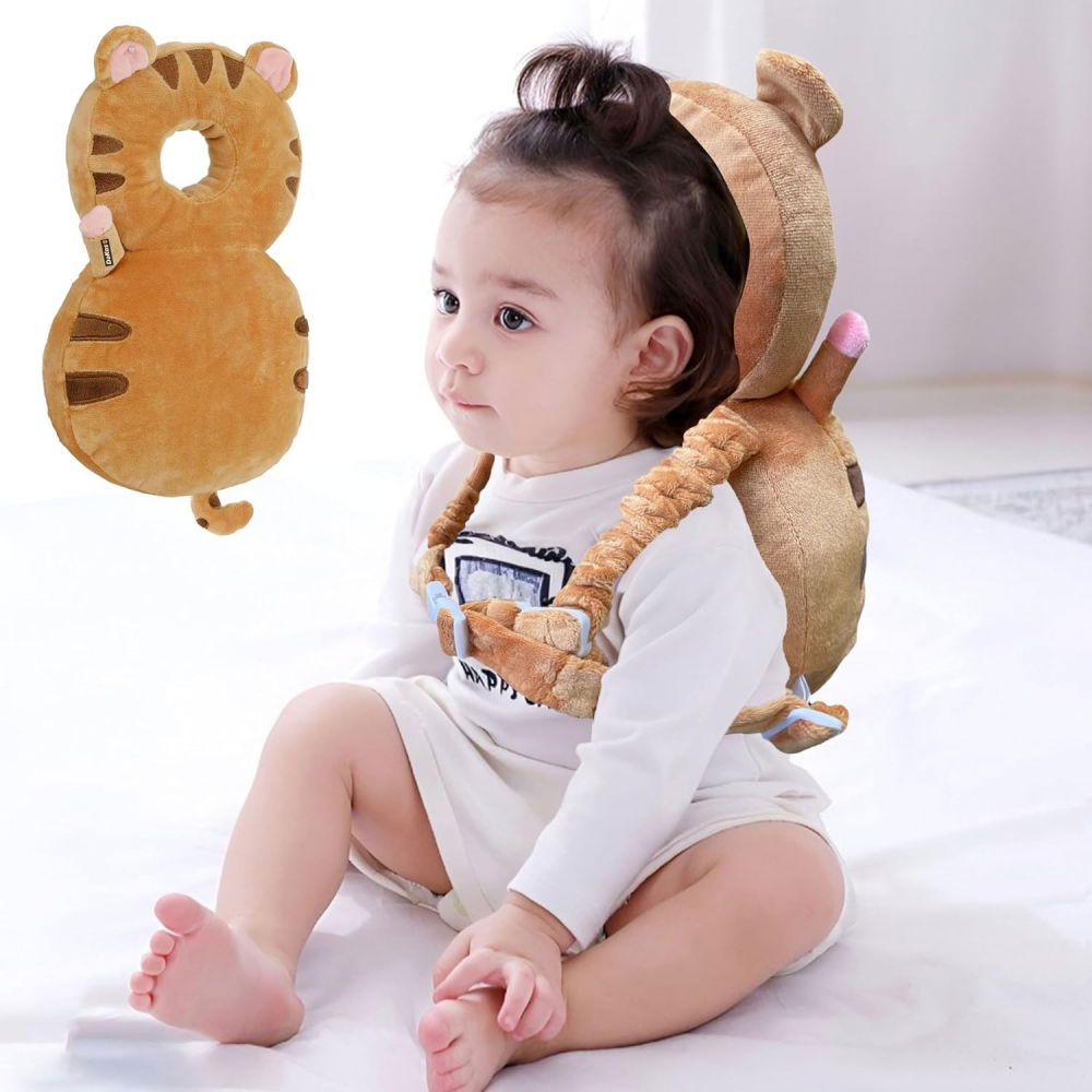 Perna tip rucsac pentru protectia capului, tetiera tip tigru, pentru bebelusi, 33x6x19 cm, 180 g, maro [2]